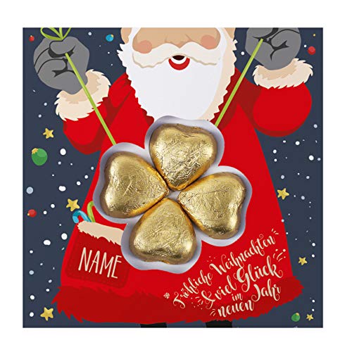 Herz & Heim® Pralinen zu Weihnachten - Süße Grüße - Grußkarte inkl. 4 Lindt Schokoladen-Herzen mit Wunschnamen von Herz & Heim