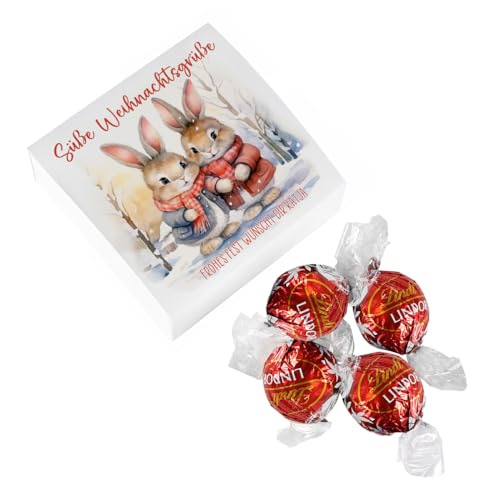 Herz & Heim® Pralinenbox personalisiert mit 4 Lindor Kugeln zu Weihnachten von Herz & Heim