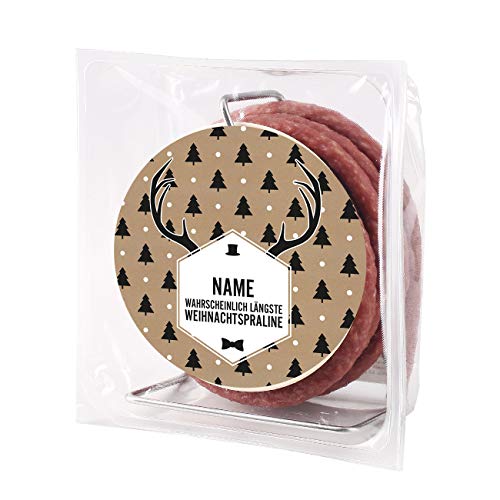 Herz & Heim® Salami-Kabeltrommel - längste Praline der Welt - mit Namensaufdruck in der Weihnachtsedition von Herz & Heim