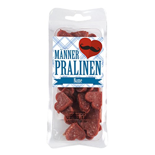 Herz & Heim® Salamiherzen - Männerpralinen - mit Namensaufdruck für Vatertag, geräuchert, Stück, Gewürze von Herz & Heim