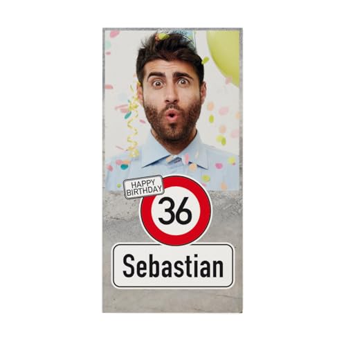 Herz & Heim® Schokolade zum Geburtstag mit eigenem Foto, Verkehrszeichen Motiv, Name und Alter personalisiert von Herz & Heim