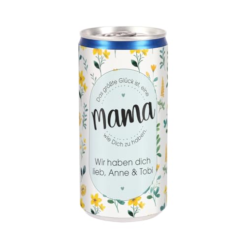 Herz & Heim® Secco-Dose für Mama mit witzigen Etiketten zur Wahl, personalisierte Geschenkidee (Das größte Glück) von Herz & Heim