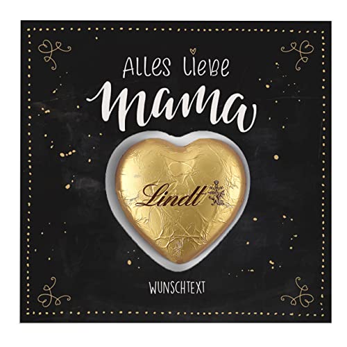 Herz & Heim® Süße Grüße - Grußkarte für Ihre liebe Mama inkl. Lindt Schokoladen-Herz mit Ihrem Wunschtext von Herz & Heim