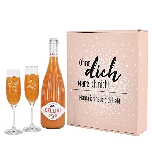 Herz & Heim® Tolles Mutter-Tochter-Geschenkset mit Käfer Bellini und 2 gravierten Leonardo Sektgläsern von Herz & Heim