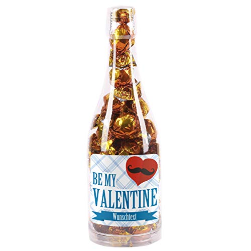 Herz & Heim® Valentinstag Pralinen Flasche - Be my Valentine - mit Ihrem Wunschnamen im Etikett von Herz & Heim