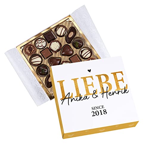 Herz & Heim® Valentinstags-Pralinen in personalisierter Geschenkverpackung - Liebe - inkl. Namensaufdruck von Herz & Heim