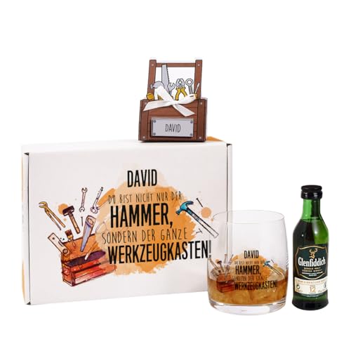 Herz & Heim® Vatertagsgeschenk Whisky Set mit graviertem Glas in Geschenkverpackung von Herz & Heim