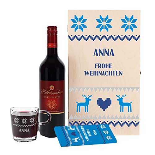 Herz & Heim® Weihnachtliches Glühweinset mit Schokolade und graviertem Glas von Herz & Heim