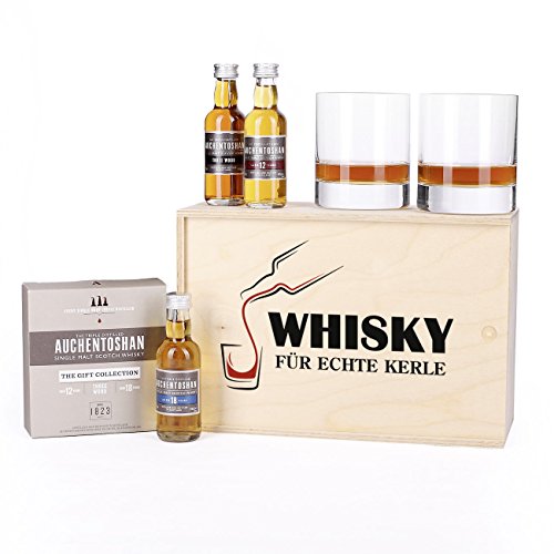 Herz & Heim® Whiskygeschenk Auchentoshan Schottischer Whisky Echte Kerle Set 6tlg. von Herz & Heim