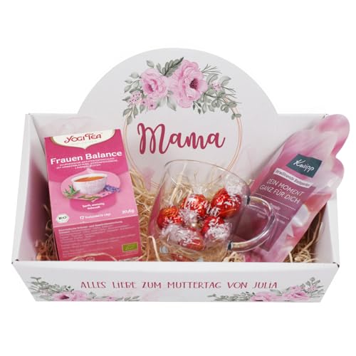 Herz & Heim® gefüllter Geschenkkorb mit Personalisierung, verschiedene Füllungen und Motive (Floral, Füllung 2) von Herz & Heim