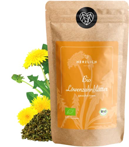 BIO Löwenzahnblätter - Löwenzahntee - Löwenzahnblätter Tee getrocknet, geschnitten - lose 100% Bio und rein | Herzlich Natur (Bio, 100g) von Herzlich Natur