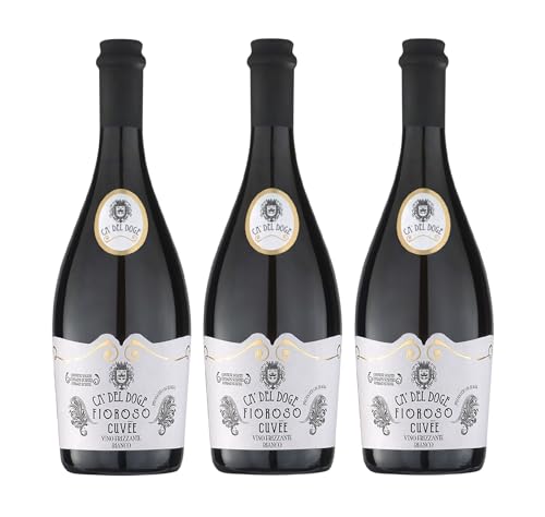 3er Set "Fioroso - Ca' del Doge" Vino Frizzante Bianco - Secco - (3 x 0,75 Ltr) von Herzling