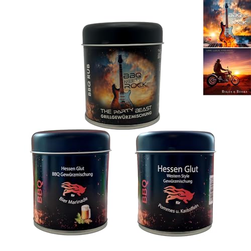 Hessen Glut BBQ Gewürz 3er Dosen Set - Bier-Marinade, The Party Beast u. Pommes Western Style Hessen Glut BBQ Gewürz 3er Dosen Set - Bier-Marinade, The Party Beast u. Pommes Western Style von Hessen Glut