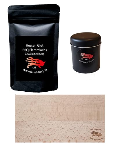 Hessen Glut BBQ Rub Set mit Flammlachs Gewürzmischung, 1 Hand Snack Brettchen, 1 Gewürzstreuer - das perfekte Set für den BBQ Liebhaber, hochwertige Grill-Gewürze mit dem extra Geschmack Hessen Glut BBQ Rub Set mit Flammlachs Gewürzmischung, 1 Hand Snack Brettchen, 1 Gewürzstreuer - das perfekte Set für den BBQ Liebhaber, hochwertige Grill-Gewürze mit dem extra Geschmack von Hessen Glut