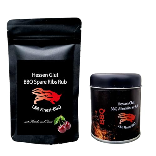 Hessen Glut BBQ Spare Ribs Rub mit Kirsche u.Zimt - für Baby Back Ribs, St. Louise Ribs, Rippchen und Pulled Pork + 1 Dose Alleskönner, die aromatischen Mischungen für Gemüse- u. Fleischliebhaber Hessen Glut BBQ Spare Ribs Rub mit Kirsche u.Zimt - für Baby Back Ribs, St. Louise Ribs, Rippchen und Pulled Pork + 1 Dose Alleskönner, die aromatischen Mischungen für Gemüse- u. Fleischliebhaber von Hessen Glut
