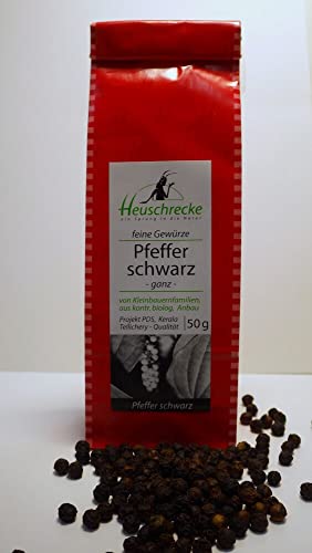 HEUSCHRECKE Bio Pfeffer schwarz, ganz, Tellicherry (1 x 50 gr) von Heuschrecke