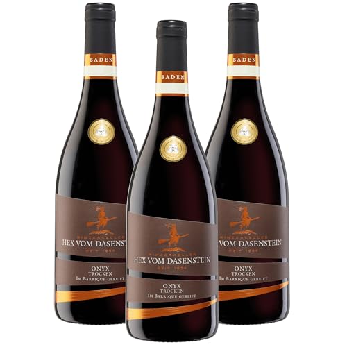 Hex vom Dasenstein Cabernet-Cuvée Barrique ONYX Qualitätswein trocken - Rotwein Cuvée im Barrique vollendet für eine besondere Note und Tiefe - Badischer Wein, Anbaugebiet Ortenau (3 x 0,75l) von Winzerkeller Hex vom Dasenstein