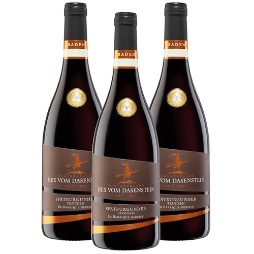 Hex vom Dasenstein Spätburgunder Rotwein Barrique Qualitätswein trocken - im Barrique vollendet, kraftvoll und trocken im Geschmack - Badischer Wein, Anbaugebiet Ortenau (3 x 0,75l) von Winzerkeller Hex vom Dasenstein