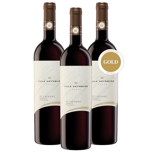 Villa Heynburg St. Laurent Réserve Qualitätswein trocken - dieser Rotwein ist die Krönung besonderer Jahrgänge für erlesenen Weingenuss - Badischer Wein, Anbaugebiet Ortenau (3 x 0,75l) von Winzerkeller Hex vom Dasenstein