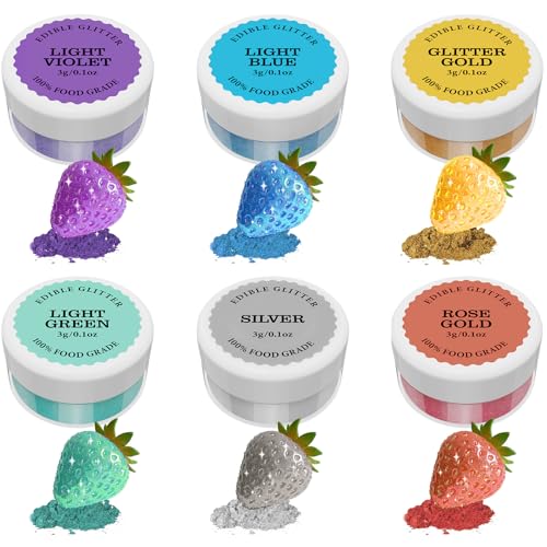 Essbarer Glitzer set 6 x 3g, 6 Farbenset Glitzerpuder Backglitzer für Getränke, Geschmacklos Essbare Glitzerpulver, Glitzer für Liköre, Cocktails, Torten, Pralinen, Dessertdekorationen Essbarer Glitzer set 6 x 3g, 6 Farbenset Glitzerpuder Backglitzer für Getränke, Geschmacklos Essbare Glitzerpulver, Glitzer für Liköre, Cocktails, Torten, Pralinen, Dessertdekorationen von HeyBalon