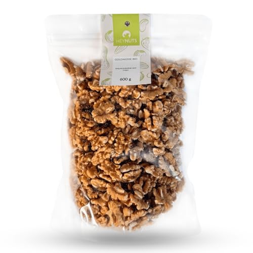 HEYNUTS Chilenische Walnüsse BIO Walnüsse ohne Schale, unbehandelte Walnusskerne - Rohe und Naturbelassene Walnusshälften, 600 Gramm von Heynuts.de