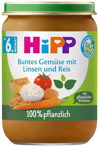 HiPP Bio Buntes Gemüse mit Linsen und Reis, 190g, 6er Pack (6x190g) von HiPP