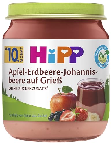 HiPP Bio Dessert Apfel-Erdbeere-Johannisbeere auf Grieß, 6 x 200g von HiPP