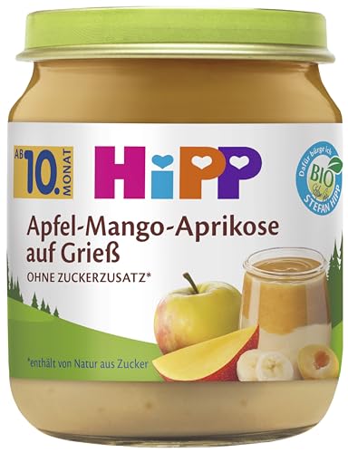 HiPP Bio Dessert Apfel-Mango-Aprikose auf Grieß, 6er Pack (6x200g) von HiPP