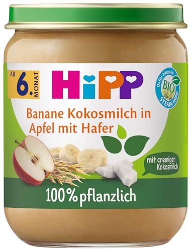 HiPP Bio Frucht und Getreide Banane Kokosmilch in Apfel mit Hafer, 160g, 6er Pack (6x160g) von HiPP