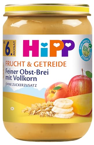 HiPP Bio Frucht & Getreide Feiner Obst-Brei mit Vollkorn, 6er Pack (6 x 190 g) von HiPP