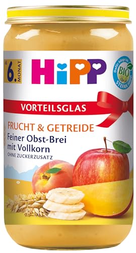 HiPP Bio Frucht & Getreide Feiner Obst-Brei mit Vollkorn, 6er Pack (6 x 250g) von HiPP