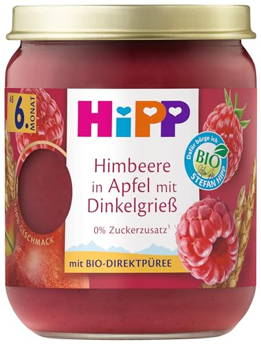 HiPP Bio Frucht und Getreide Himbeere in Apfel mit Dinkelgrieß, 160g, 6er Pack (6x160g) von HiPP