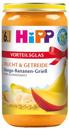 HiPP Bio Frucht & Getreide Mango-Bananen-Grieß, 6er Pack (6 x 250g) von HiPP