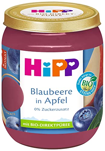 HiPP Bio Früchte Blaubeere in Apfel, 160g, 6er Pack (6x160g) von HiPP