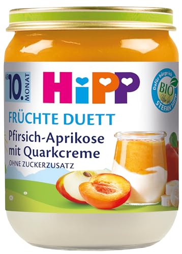 HiPP Bio Früchte-Duett Pfirsich-Aprikose mit Quark-Creme, 6er Pack (6 x 160g) von HiPP