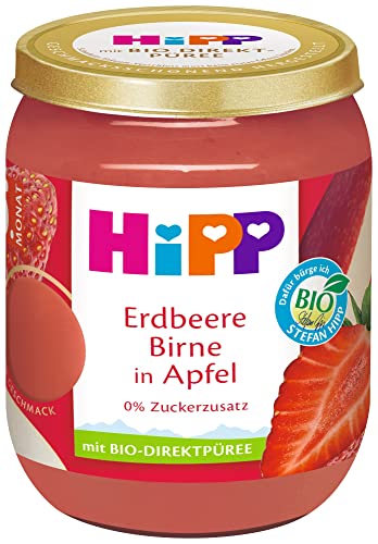 HiPP Bio Früchte Erdbeere Birne in Apfel, 160g, 6er Pack (6x160g) von HiPP