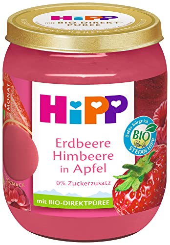 HiPP Bio Früchte Erdbeere Himbeere in Apfel, 160g, 6er Pack (6x160g) von HiPP