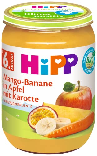 HiPP Bio Früchte Mango-Banane in Apfel mit Karotte 190g, 6er Pack (6 x 190g) von HiPP