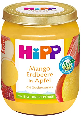 HiPP Bio Früchte Mango Erdbeere in Apfel, 6er Pack (6x160g) von HiPP
