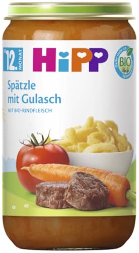 HiPP Bio Menüs ab 12. Monat Spätzle mit Gulasch, 250g, 6er Pack (6x250g) Verpackung kann variieren von HiPP