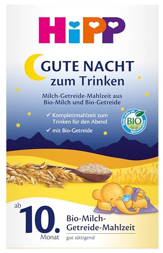 HiPP Gute-Nacht Bio-Milch-Getreide-Mahlzeit zum Trinken (4 x 500g), ab 10. Monat, mit wertvollen Vitaminen und Mineralstoffen, gut sättigend, in bester Bio-Qualität HiPP Gute-Nacht Bio-Milch-Getreide-Mahlzeit zum Trinken (4 x 500g), ab 10. Monat, mit wertvollen Vitaminen und Mineralstoffen, gut sättigend, in bester Bio-Qualität von HiPP