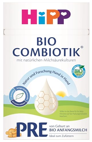 HiPP PRE Bio Combiotik (4 x 600g), Anfangsmilch von Geburt an, mit natürlichen Milchsäurekulturen, enthält nur Lactose als Kohlenhydrat, in bester Bio-Qualität von HiPP
