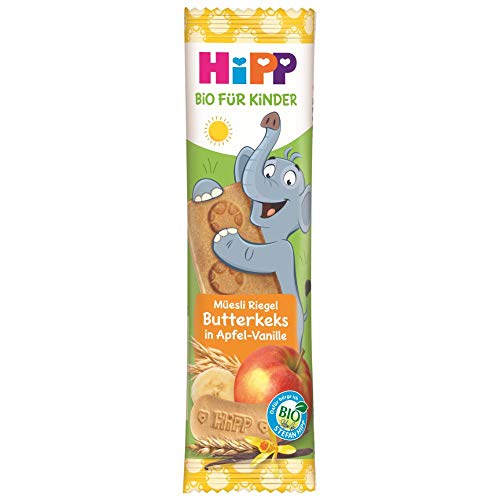 HiPP Bio-Riegel Müesli-Freund Elefant Butterkeks in Apfel-Vanille, 24er Pack (24 x 20 g) von HiPP