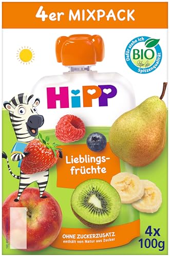 HiPP Bio für Kinder HiPPiS 4er Mixpack Lieblingsfrüchte, 4x100g, 4er Pack (4x4x100g) von HiPP