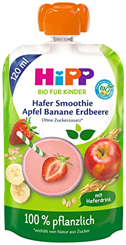 HiPP Bio für Kinder Smoothie Apfel Banane Erdbeere mit Haferdrink, 120ml, 6er Pack (6x120ml) von HiPP