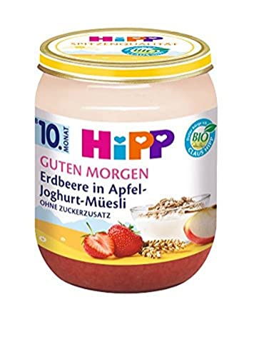 HiPP Bio Guten Morgen Erdbeere in Apfel-Joghurt-Müesli (6 x 160g), ab 10. Monat, ohne Zuckerzusatz, mit wertvollem Calcium, in bester Bio-Qualität von HiPP