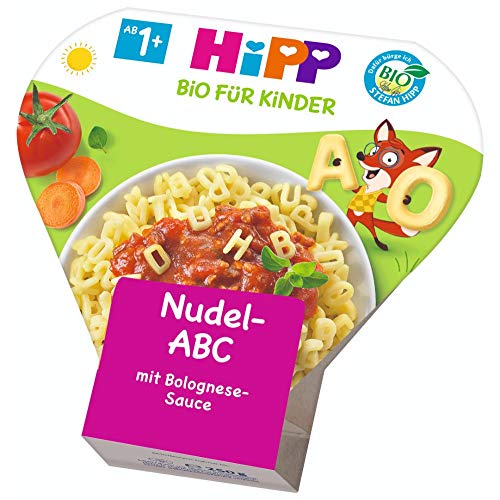 HiPP Kinder-Nudel-Spaß Fliegendes ABC in Bolognese-Sauce, 6er Pack (6 x 250 g) von HiPP
