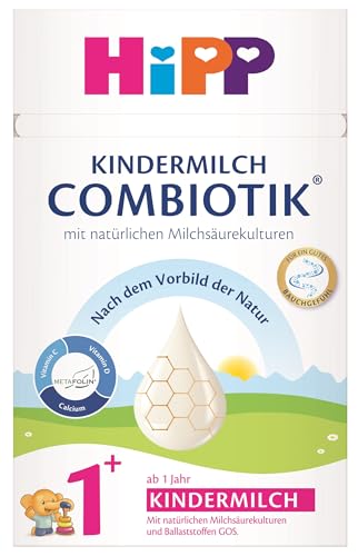 HiPP Kindermilch Combiotik 1+ (4 x 600g), ab 1 Jahr, mit natürlichen Milchsäurekulturen und Ballaststoffen, Calcium, Vitamine C und D, für ein gutes Bauchgefühl von HiPP