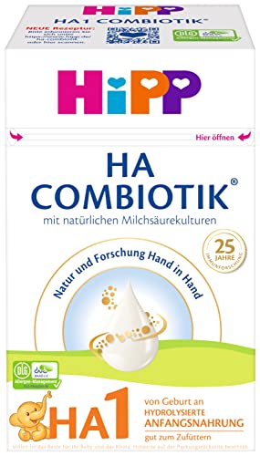 HiPP PRE HA Combiotik (4 x 600g), Anfangsmilch für sensible Immunsysteme (hydrolysiert) - von Geburt an, mit natürlichen Milchsäurekulturen von HiPP