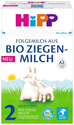 HiPP 2 Folgemilch aus Bio Ziegenmilch (5 x 400g), nach dem 6. Monat, mit GOS, Omega 3 & 6 und A2-beta-Casein, besonders leicht verdaulich von HiPP